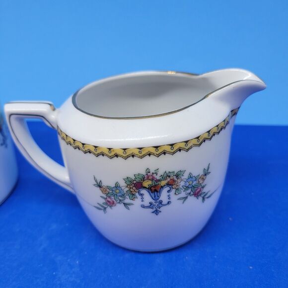 Noritake "M" Modjeska Creamer And Sugar Bowl With Matching Lid VGC c. 1920-1930s - Picture 7 of 16